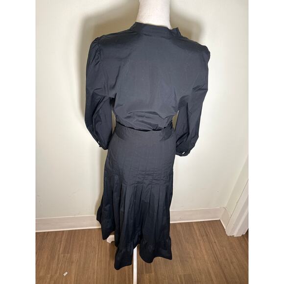 Veronica Beard Black Long Sleeve Cotton Button Up Midi Dress Sz 6 - Picture 2 of 4